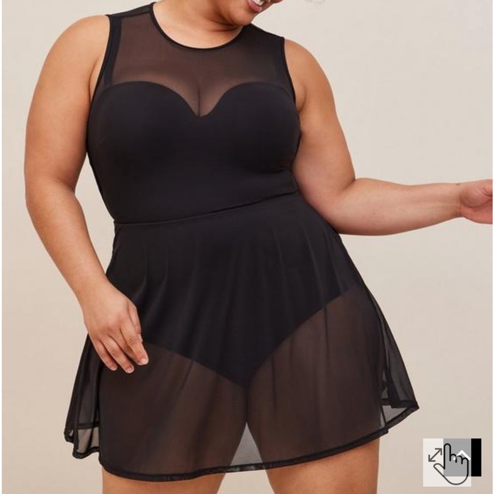 Long mesh swim dress